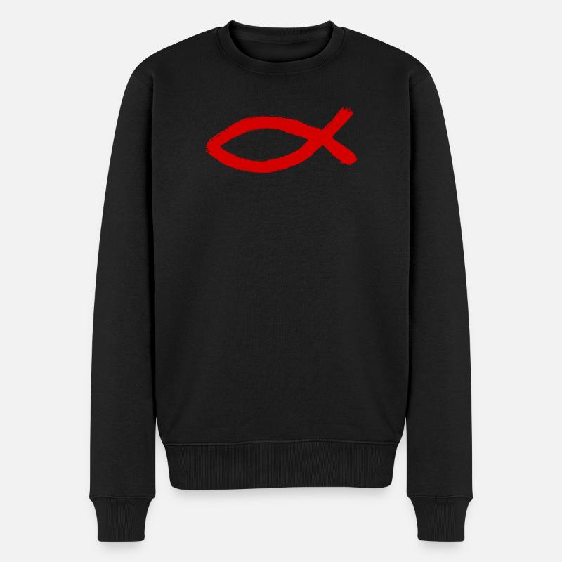 Jesusfisch Ichthys Fisch Fische - Männer Premium Bio Pullover - Schwarz