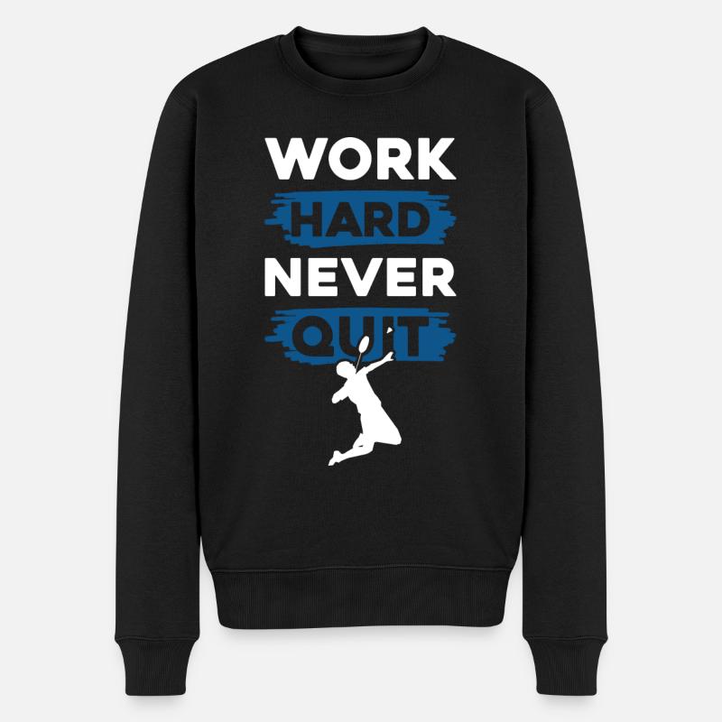 badminton work hard - Männer Premium Bio Pullover - Schwarz
