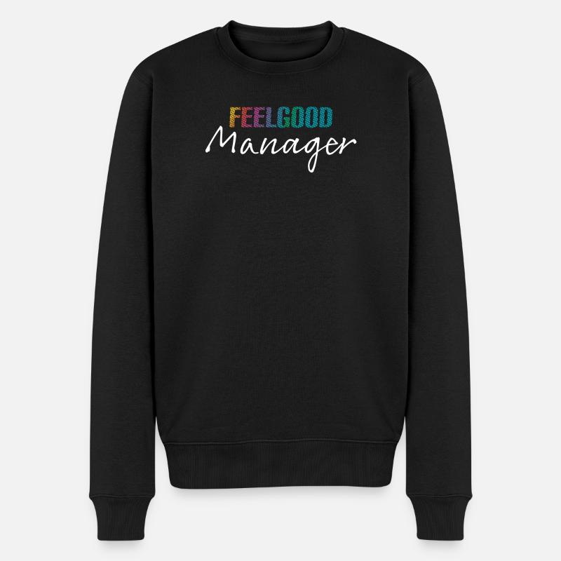 Design FeelgoodManager weiss bunt - Männer Premium Bio Pullover - Schwarz