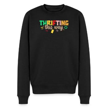 Thrift Shopper Thrifting This Way Thrift Store - Männer Premium Bio Pullover - Schwarz - Vorne - Nico (187cm)