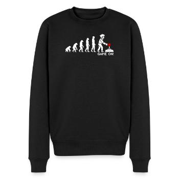 Game On Evolution: Gaming Button Gamer Nerd - Männer Premium Bio Pullover - Schwarz - Vorne - Nico (187cm)