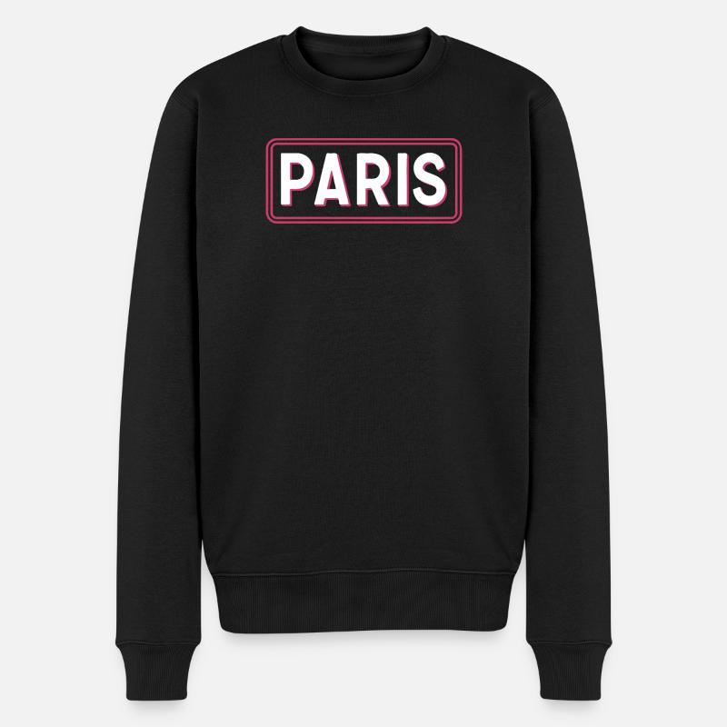 Pariser Neonschild Pink Rahmen - Männer Premium Bio Pullover - Schwarz