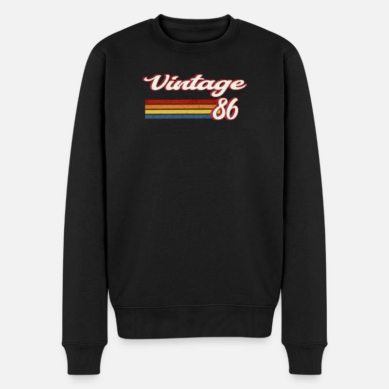 Vintage 86 Retro Geburtstag - Männer Premium Bio Pullover - Schwarz