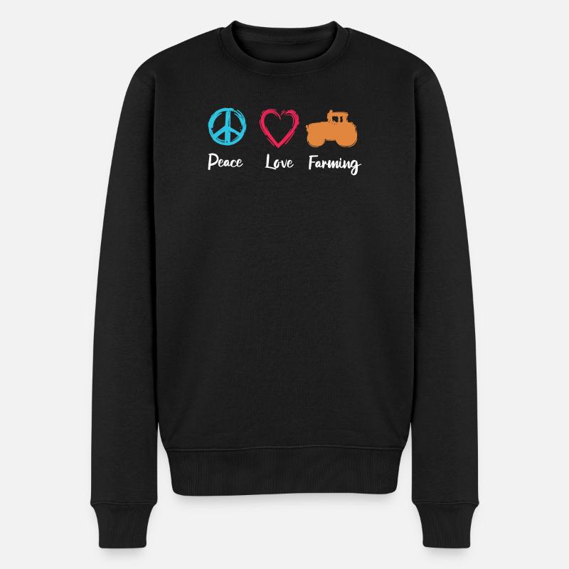 Peace Love Farming - Männer Premium Bio Pullover - Schwarz