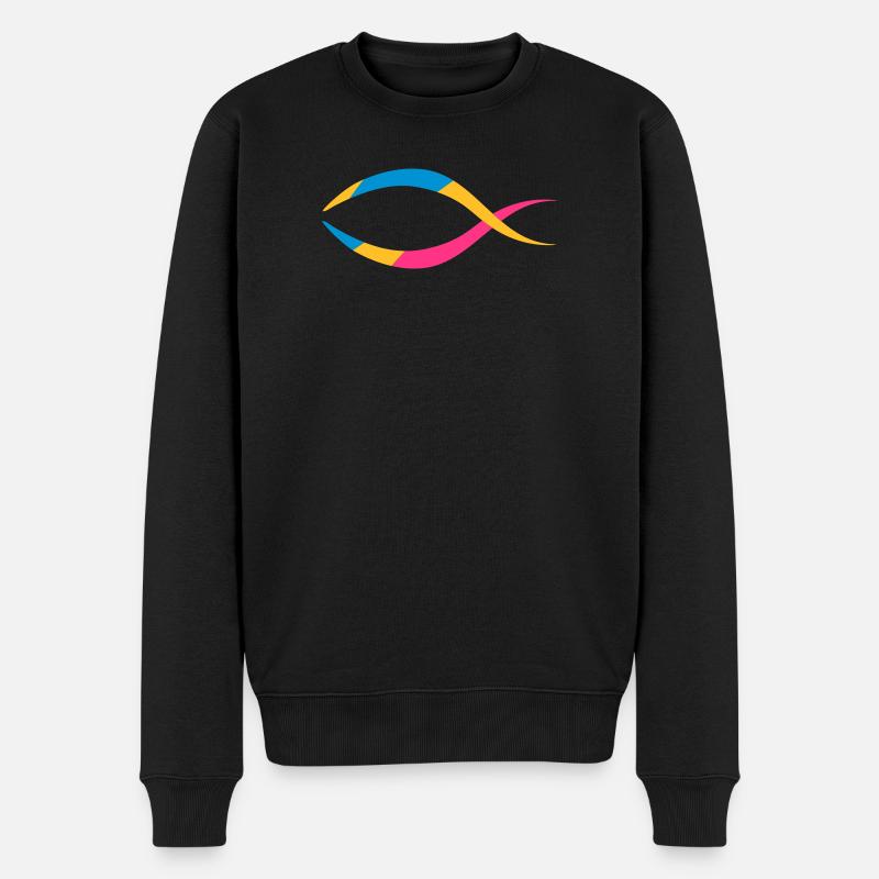 Das Fischsymbol - Männer Premium Bio Pullover - Schwarz