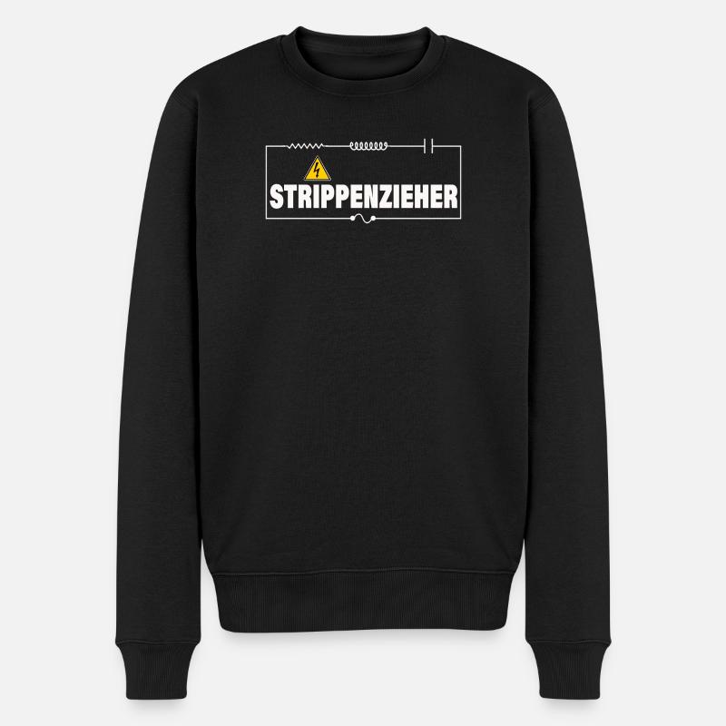 STRIPPENZIEHER - Männer Premium Bio Pullover - Schwarz