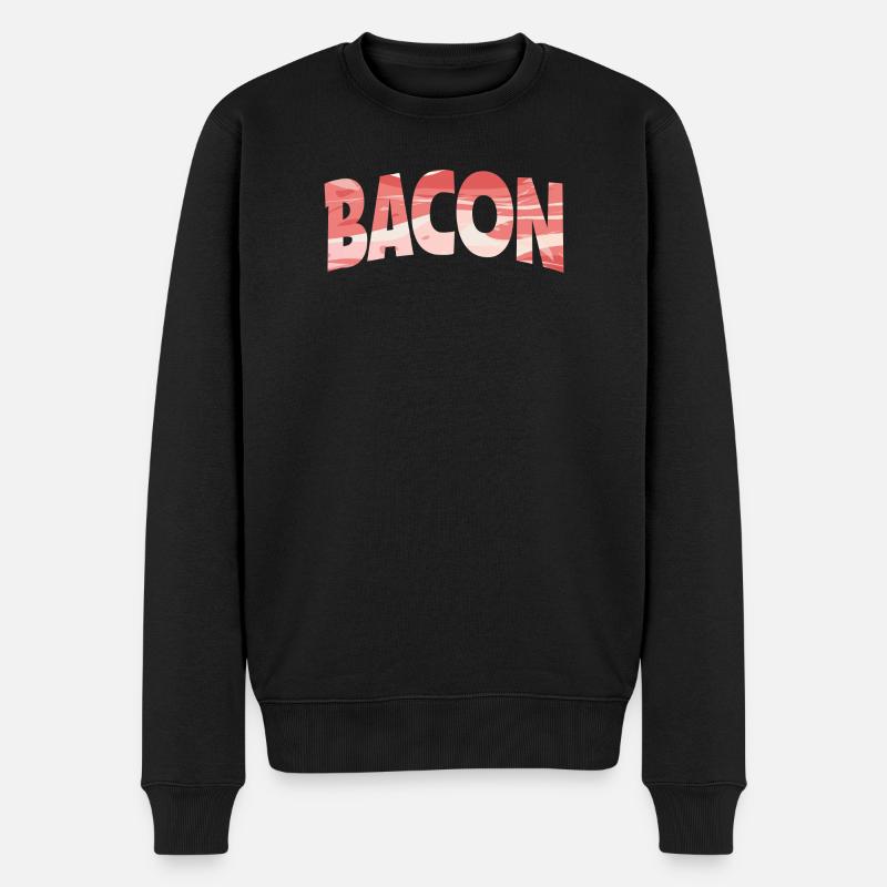 Rückwärtsgedrehte Bacon-Illustration - Männer Premium Bio Pullover - Schwarz