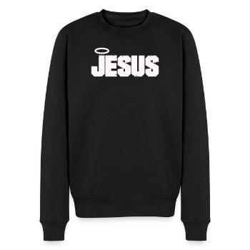 Jesus lettering with halo - Men's Premium Organic Jumper - black - Front - Nico (187cm)