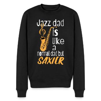 Jazz dad est comme un papa normal mais saxier - Pull Premium bio Homme - noir - Devant - Nico (187cm)