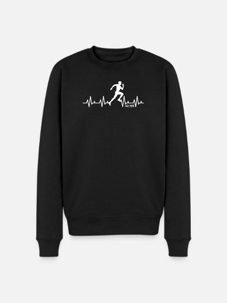Marathon 42.195 Heartbeat Pulse Running Runner - Men's Premium Organic Jumper - black