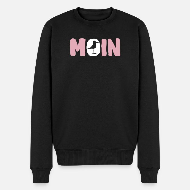 Moin mit Möwe - Männer Premium Bio Pullover - Schwarz
