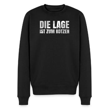 Die Lage ist zum kotzen - Männer Premium Bio Pullover - Schwarz - Vorne - Nico (187cm)