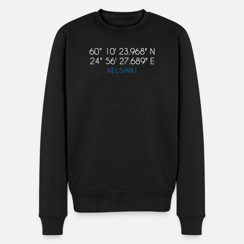 Coordonnées Helsinki Finlande - Pull Premium bio Homme - noir