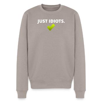 Just Idiots - Männer Premium Bio Pullover - Taupe - Vorne - Nico (187cm)