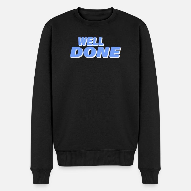 WELL DONE - Männer Premium Bio Pullover - Schwarz