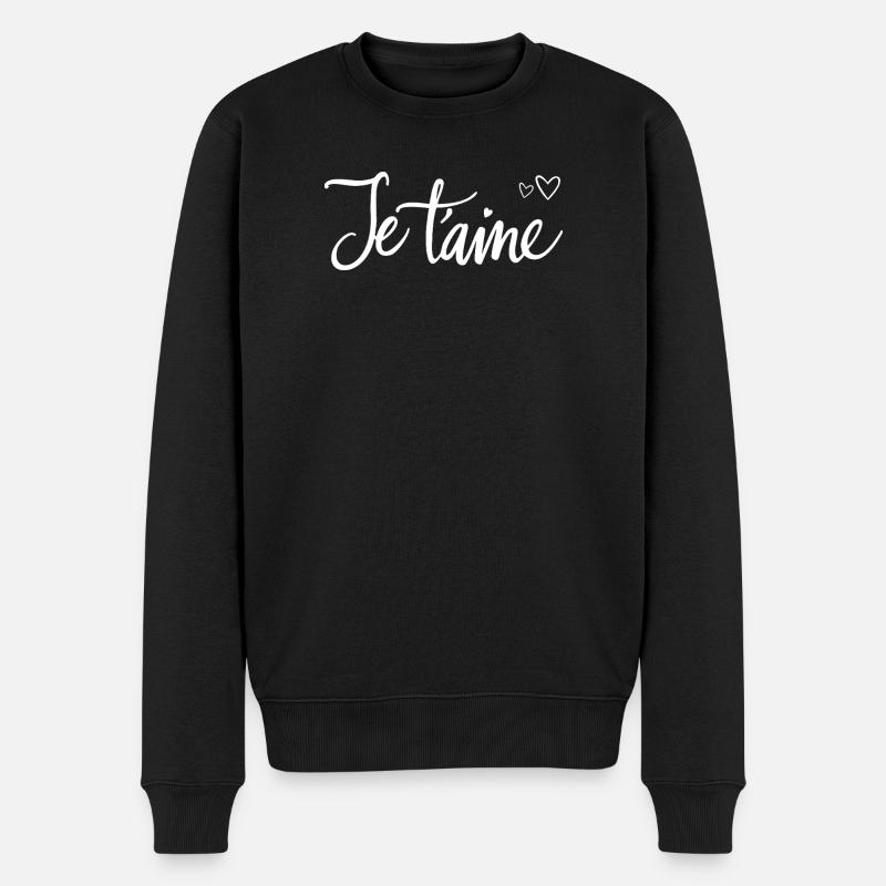 Ich liebe dich - Männer Premium Bio Pullover - Schwarz