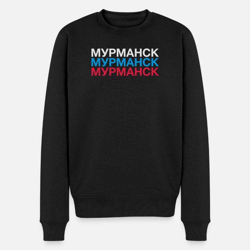 MOURMANSK Russie Drapeau cyrillique - Pull Premium bio Homme - noir