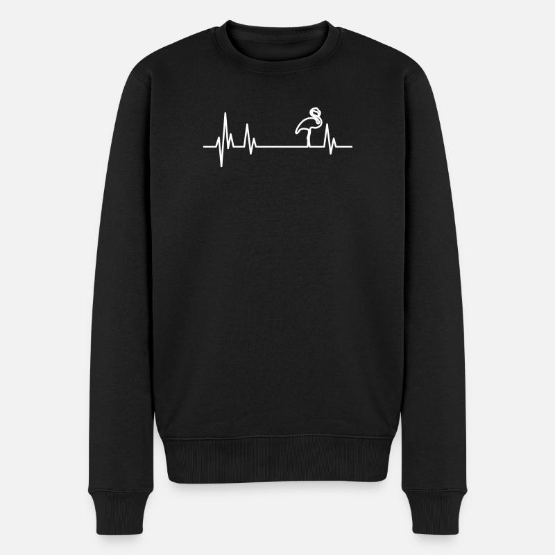Flamingo Heartbeat blanc - Pull Premium bio Homme - noir