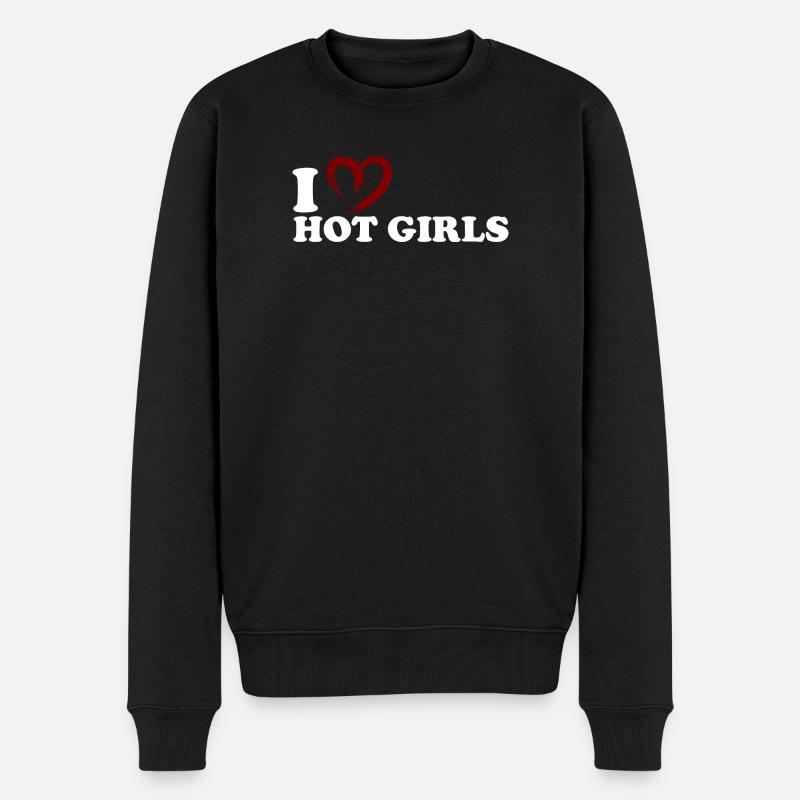 I ♥ Hot Girls - Männer Premium Bio Pullover - Schwarz