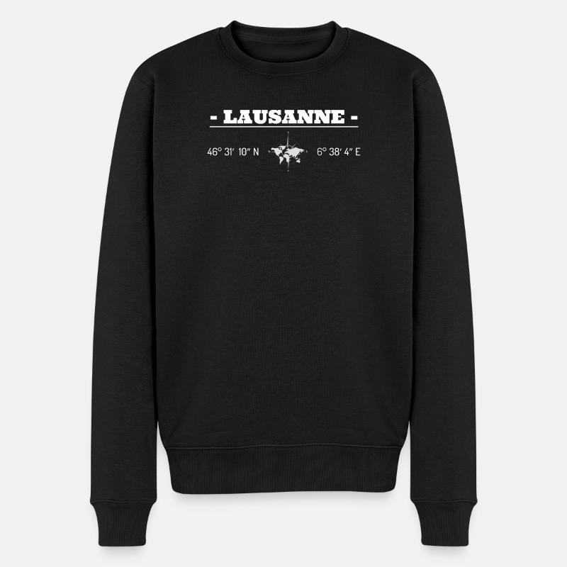 Coordonnées Lausanne - Pull Premium bio Homme - noir