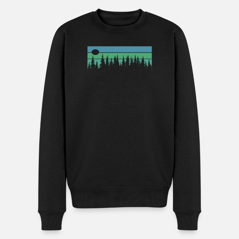 Wald Holz Retro Vintage Bäume - Männer Premium Bio Pullover - Schwarz