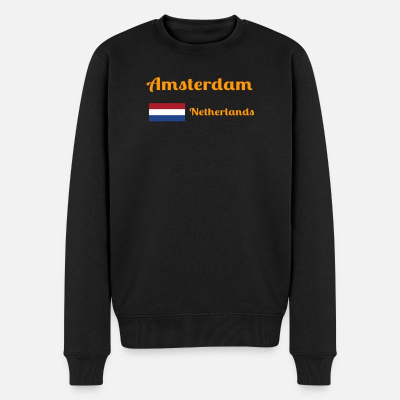 Amsterdam, Pays-Bas - Imprimés élégants - Pull Premium bio Homme - noir