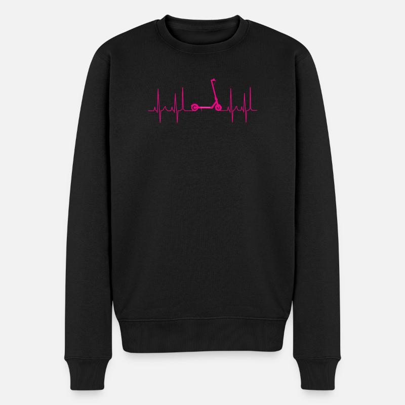 scooter Kickboard Trotinett kardiogramm - Männer Premium Bio Pullover - Schwarz