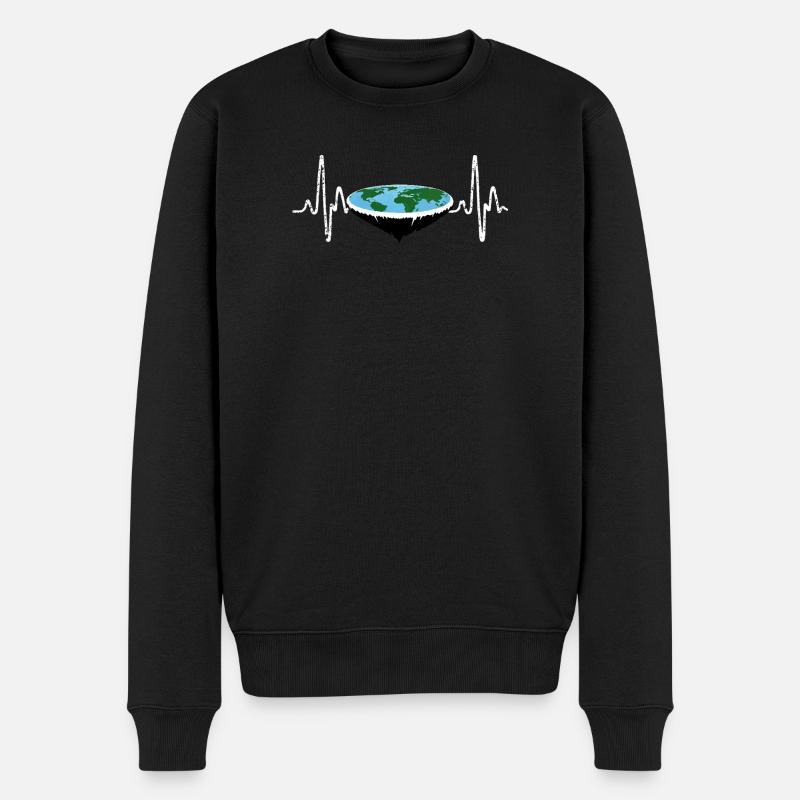 Herzschlag Flache Erde - Männer Premium Bio Pullover - Schwarz