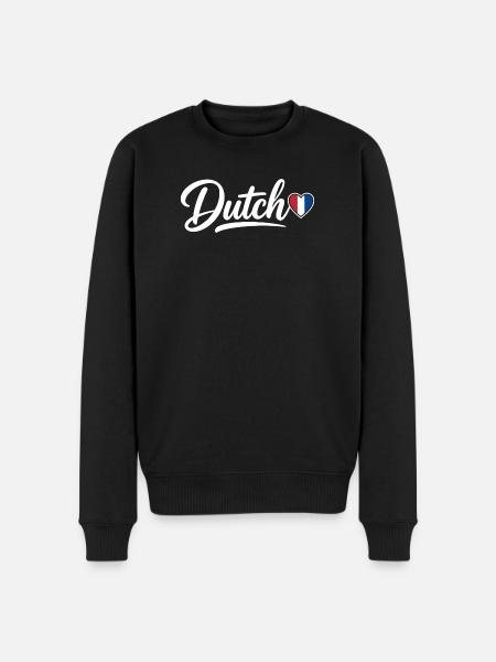Dutch Script with Flag Heart Fan Patriotic - Men's Premium Organic Jumper - black