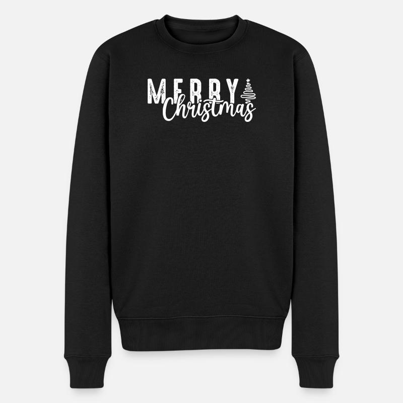 Frohe Weihnachten Skript Overlay - Männer Premium Bio Pullover - Schwarz