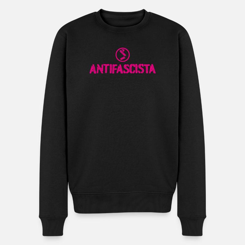 Antifaschistisch - Männer Premium Bio Pullover - Schwarz