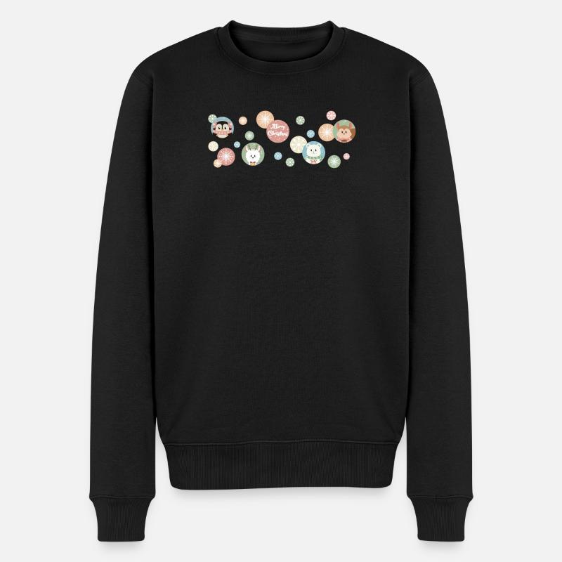 Animaux mignons - Joyeux Noël - Motif - Pull Premium bio Homme - noir