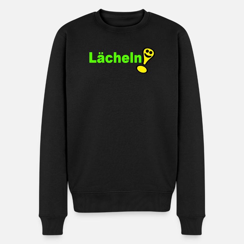 Lächeln , Freundlich - Männer Premium Bio Pullover - Schwarz
