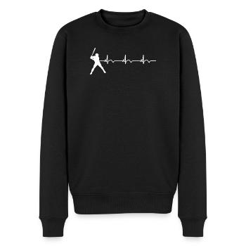 Baseball EKG Herzschlag Baseballschläger - Männer Premium Bio Pullover - Schwarz - Vorne - Nico (187cm)