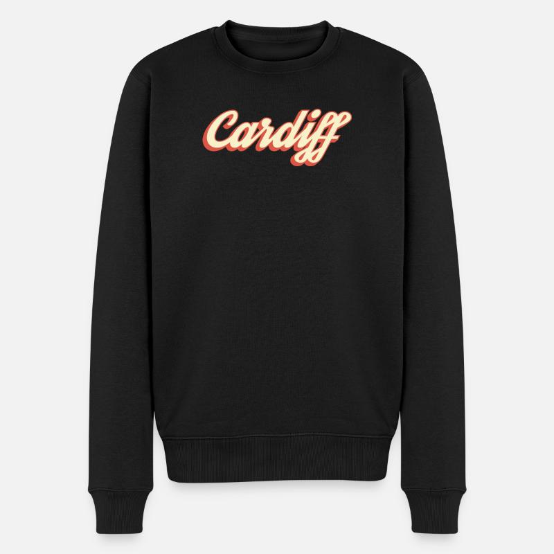 Logo rétro Script de Cardiff - Pull Premium bio Homme - noir