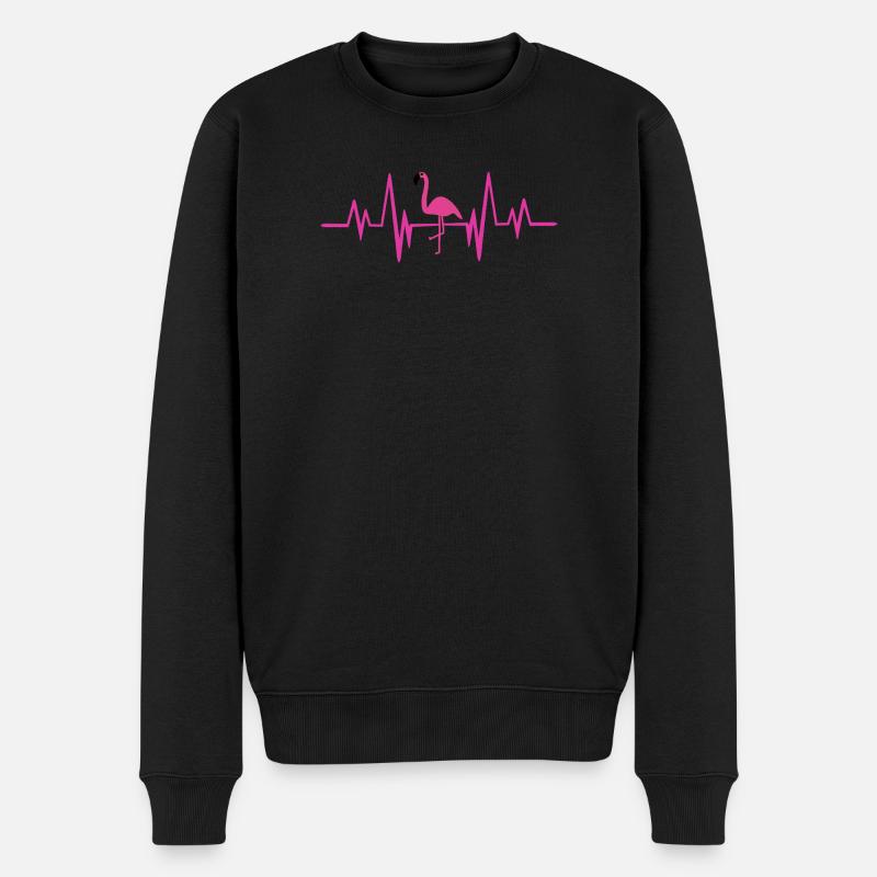 Flamingo heartbeat - Männer Premium Bio Pullover - Schwarz