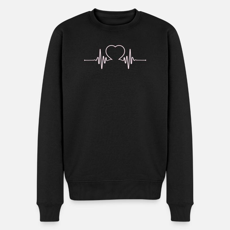  Herzschlag Beat - Männer Premium Bio Pullover - Schwarz