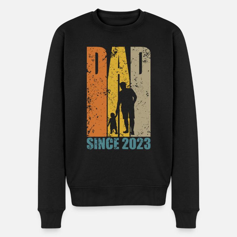 DAD SINCE 2023 - Männer Premium Bio Pullover - Schwarz