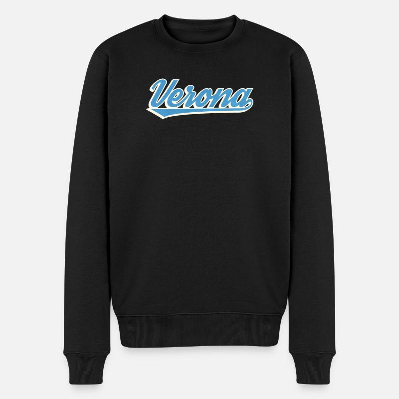 Verona Blue Script Logo - Men's Premium Organic Jumper - black