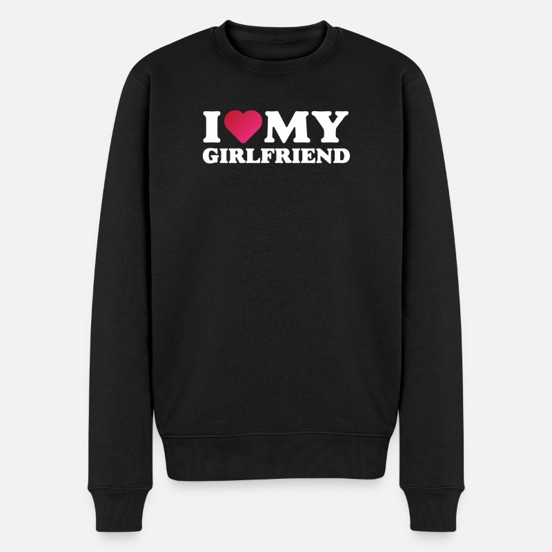 Ich liebe meine Freundin - Männer Premium Bio Pullover - Schwarz
