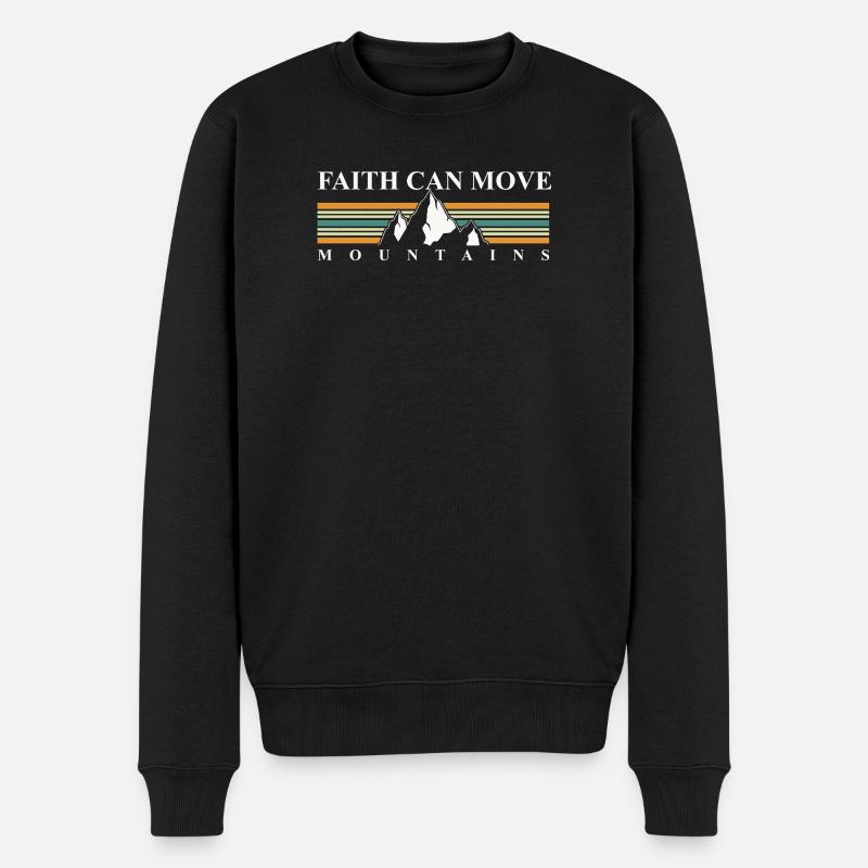 Glaube bewegt Berge – Retro Berglandschaft - Männer Premium Bio Pullover - Schwarz