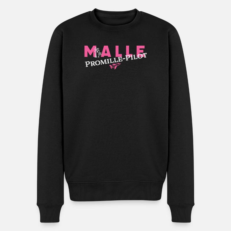 MALLE Promille-Pilot - Männer Premium Bio Pullover - Schwarz