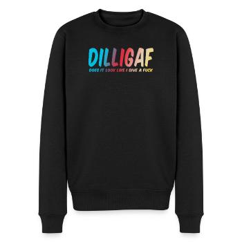 DILLIGAF sieht es so aus, als würde ich ficken - Männer Premium Bio Pullover - Schwarz - Vorne - Nico (187cm)