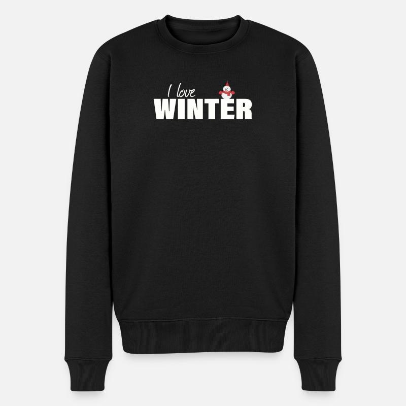 I LOVE WINTER - Männer Premium Bio Pullover - Schwarz