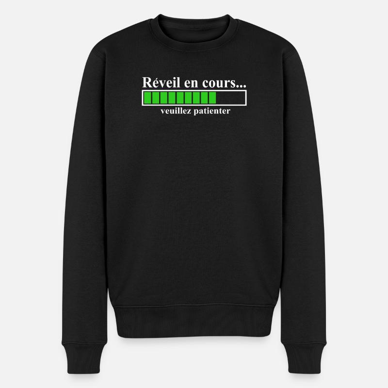 Ladeanzeige, Wecker läuft: - Männer Premium Bio Pullover - Schwarz