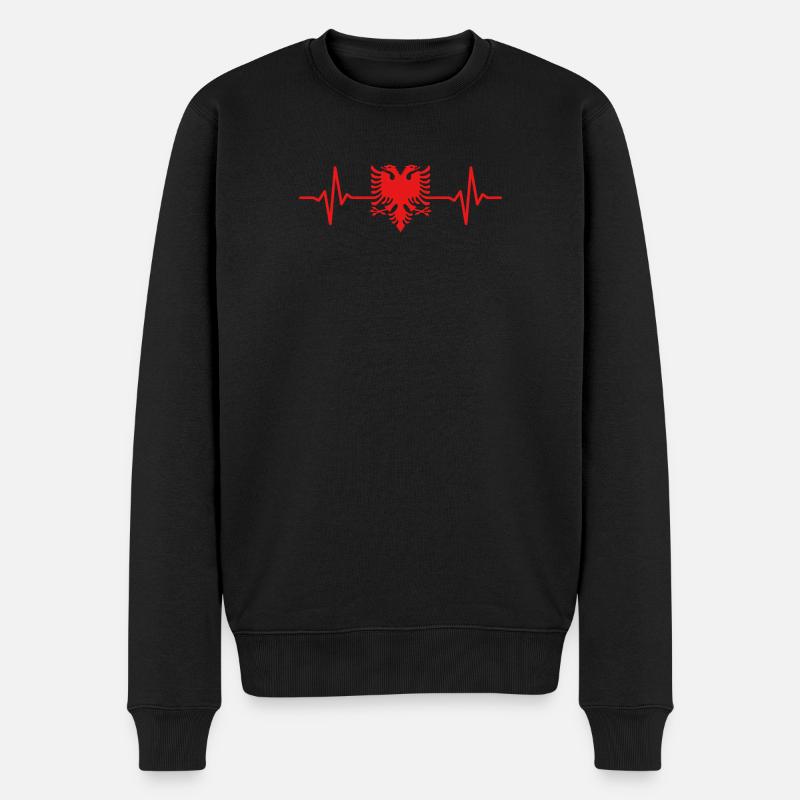 Albanien Herzschlag Albanischer Adler - Männer Premium Bio Pullover - Schwarz