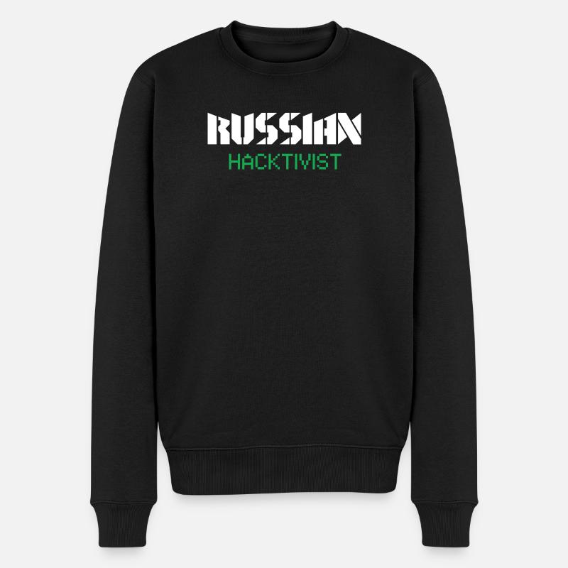 Russian Hacktivist Cyber Security Design - Männer Premium Bio Pullover - Schwarz