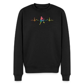 Boulderer Herzschlag Boulder Bouldern - Männer Premium Bio Pullover - Schwarz - Vorne - Nico (187cm)