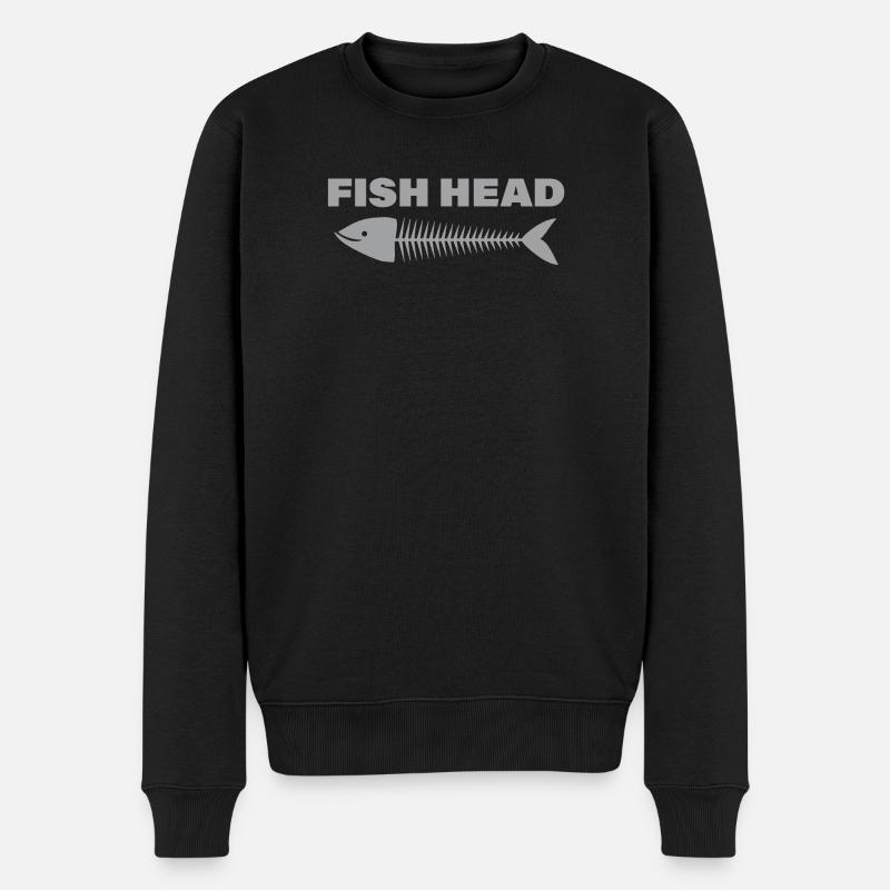 FISH HEAD - Männer Premium Bio Pullover - Schwarz