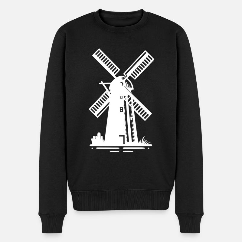 Niederländische Getreide Windmühle für Weizen Mehl - Männer Premium Bio Pullover - Schwarz